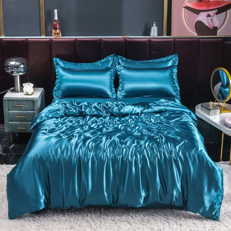 Satin Pillowcase Silk - Nordic cetim seda conjunto de cama