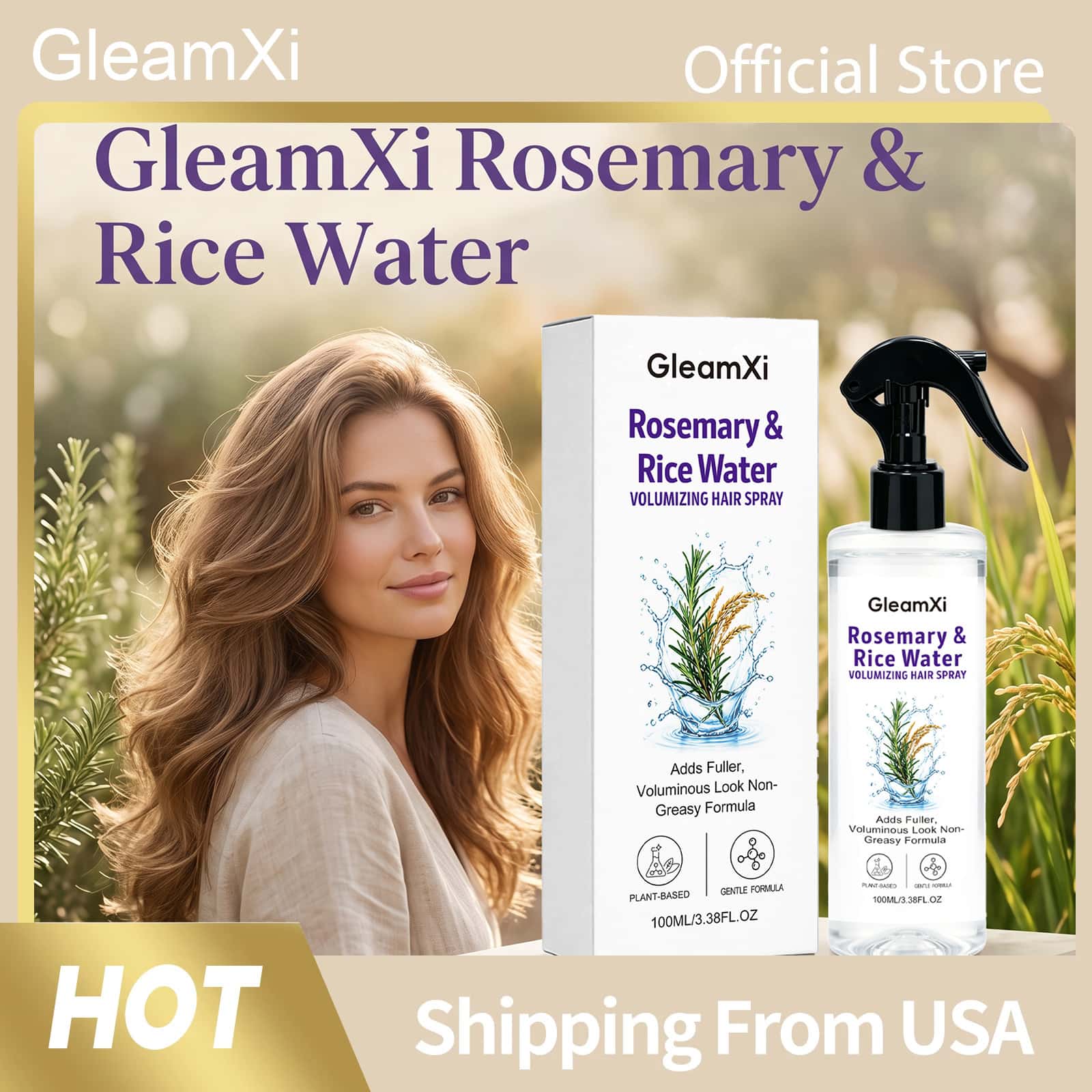 Hair Care With Rice Water - Spray Capilar GleamXi com Água de