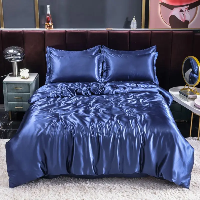 Nordic cetim seda cama conjunt - Satin Pillowcase Silk avaliação e preço